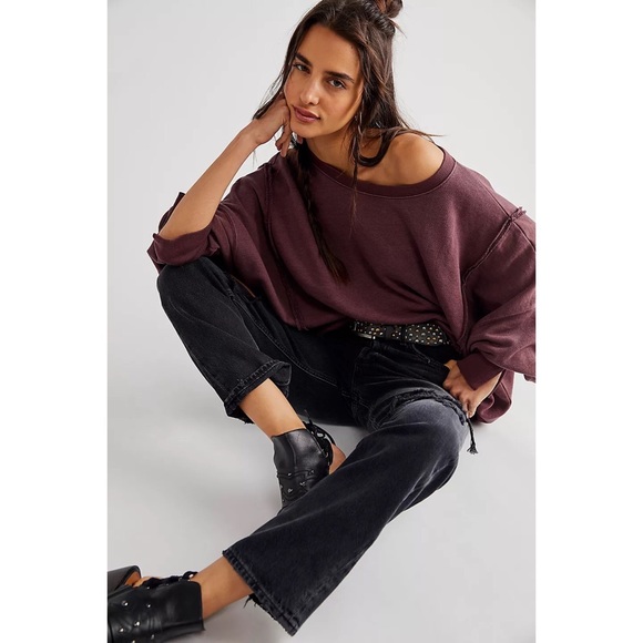 Free People Camden Sweatshirt Very Oversized Slouchy - Picture 2 of 6